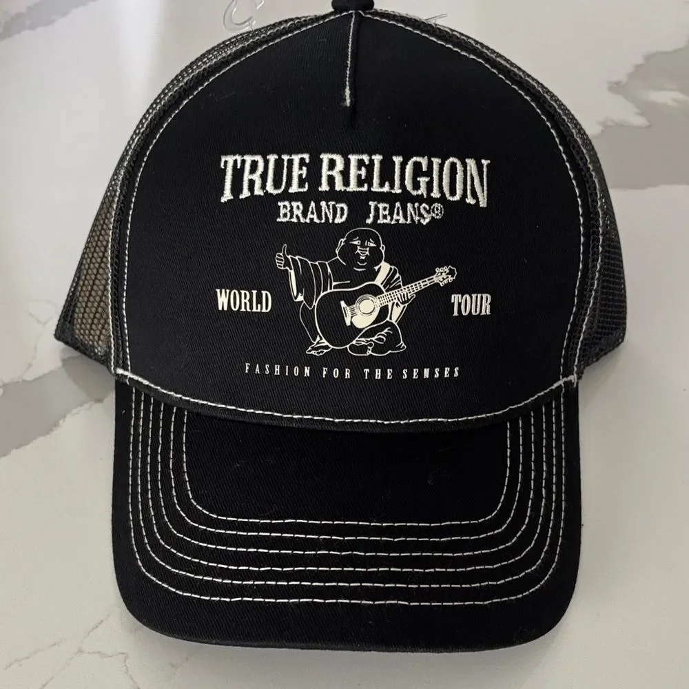 True Religion NWT black and white stitching and embroidery hat
